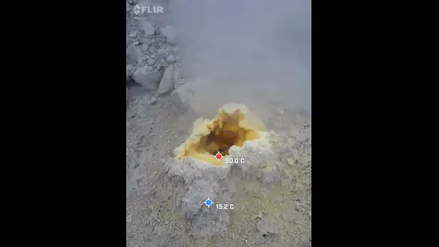 地獄谷噴気孔のサーモグラフィ映像
